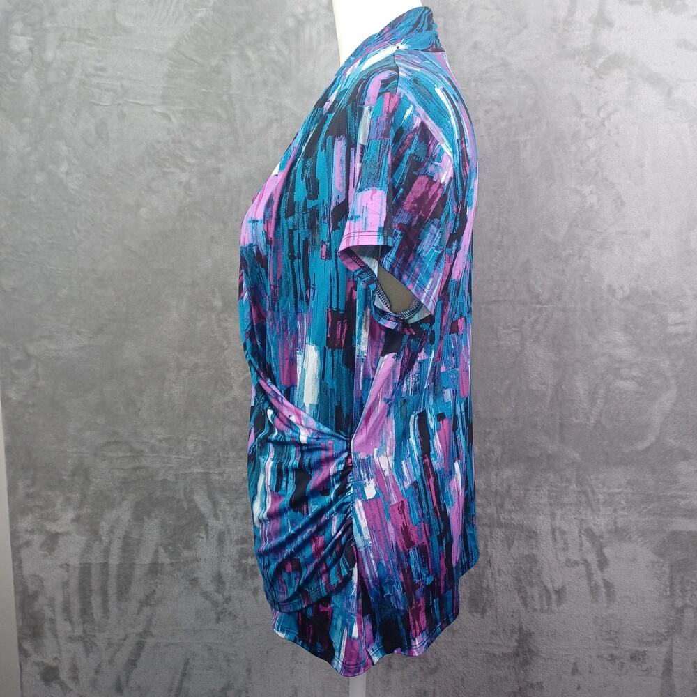 Melissa Paige Women's Cap Sleeve Wrap Top Size L Artsy V-neck Stretch Career New - Picture 10 of 11